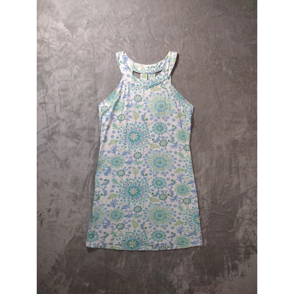 Banana Boat Dress UPF 50+ Womens L White Blue Green Floral Beach Swim Lake